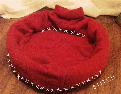 How To Recycled Cashmere Sweater Cat Bed Make Cat Bed Old