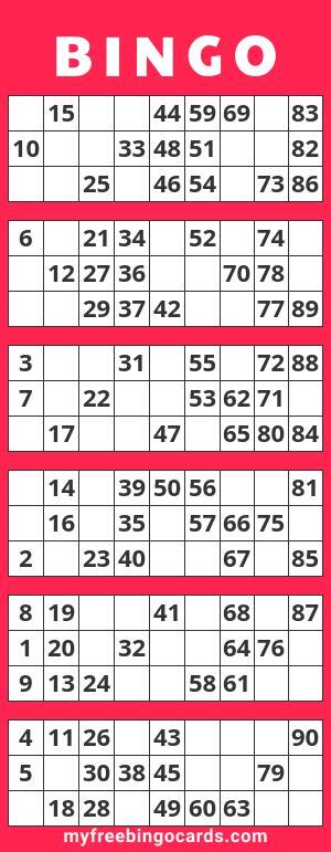 Printable Bingo Cards 1 90 Generator Printable Bingo Cards