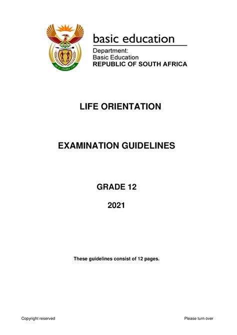 Life Orientation Gr 12 Examination Guideline 2021 Eng Life