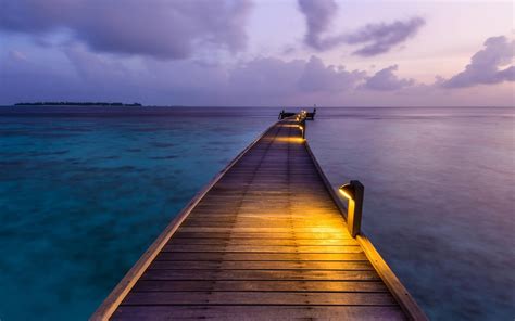 512048 Tropical Beach Nature Sunset Landscape Bungalow Maldives Resort