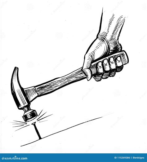 Hand With A Hammer Stock Illustration Illustration Of Hammer 115269386