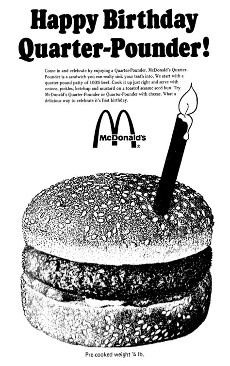 Mcdonalds Quarter Pounder Birthday January 1974 Mcdonalds Restaurant Mcdonalds Pickled