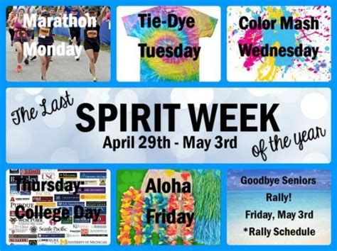 High School Spirit Week Ideas School Spirit Week Spirit Week Spirit