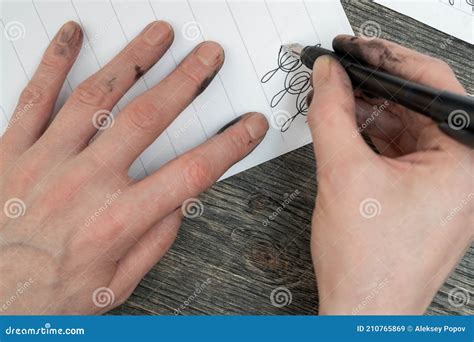 Fountain Pen In Ink Stained Hands Stock Image Image Of Office