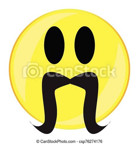 Droopy Curl Mustache Smile Face Button Isolated A Drooping Curling