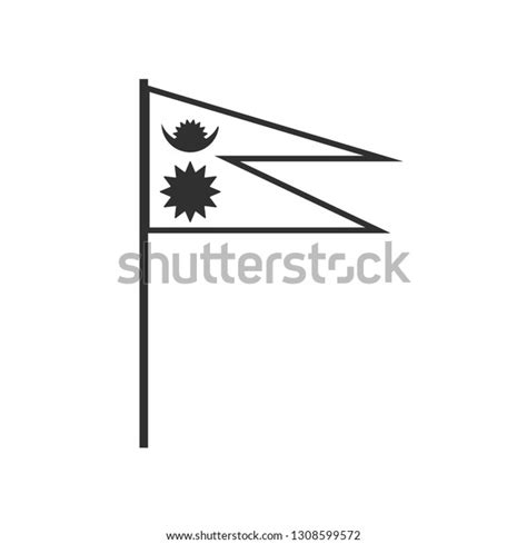 Nepal Flag Icon Black Outline Flat Stock Vector Royalty Free