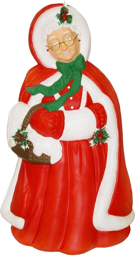 Mrs Santa Claus Christmas Light Up Blow Mold Plastic Lighted 40 Figurine In Red Costume Yard