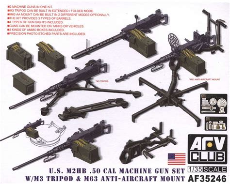 135 Afv Club Us M2hb 50 Cal Machine Gun Set With M3