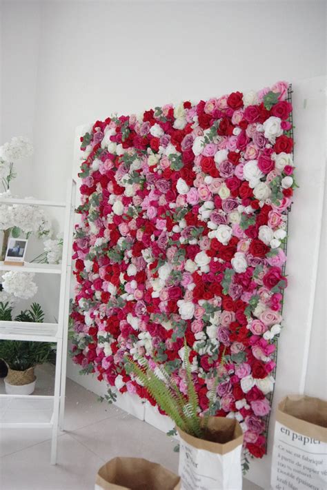 Red Artificial Rose Flowers Wall Decor Panel 24 x | Etsy