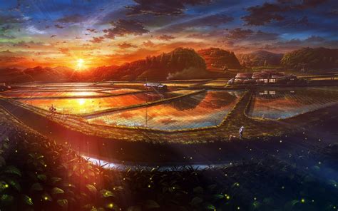 Sunset Anime Scenery Drawn Wallpapers Sunset Anime