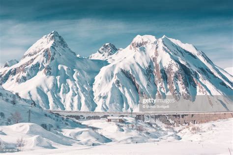 Snow Capped Mountains In Winter High Res Stock Photo Getty Images