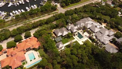 Aerial Tour Of Michael Jordans House In Jupiter Florida USA Stock Video Footage Dissolve