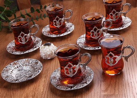 Amazon Com LaModaHome Turkish Arabic Tea Glasses Set Of With Silver