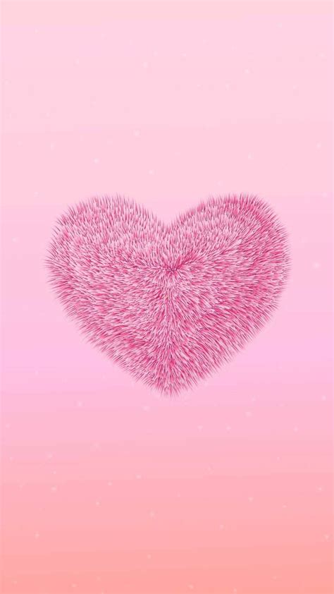 Download Aesthetic Pink Iphone Fluffy Heart Wallpaper