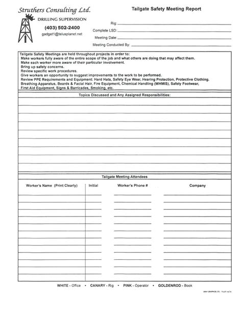 General Construction Safety Form Toolbox Talks Printable Free