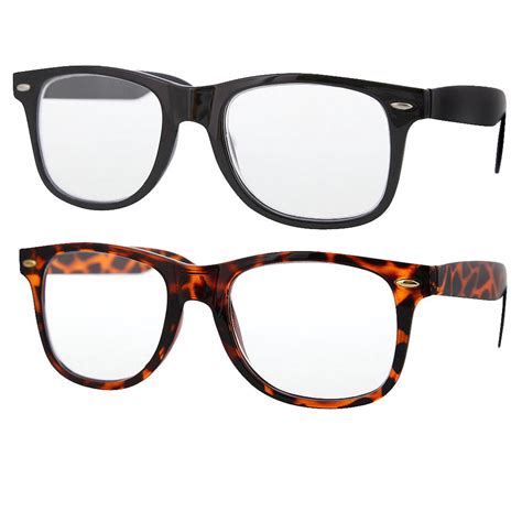 2 pair value lot reading glasses for both men women 1 black 1 tortoise frame clear lens 2 00