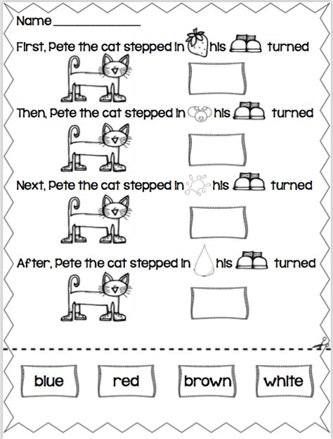Free Pete The Cat I Love My White Shoes Worksheet