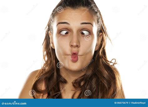 Woman Making Fish Face Stock Image Image Of Comic Cute 86075679