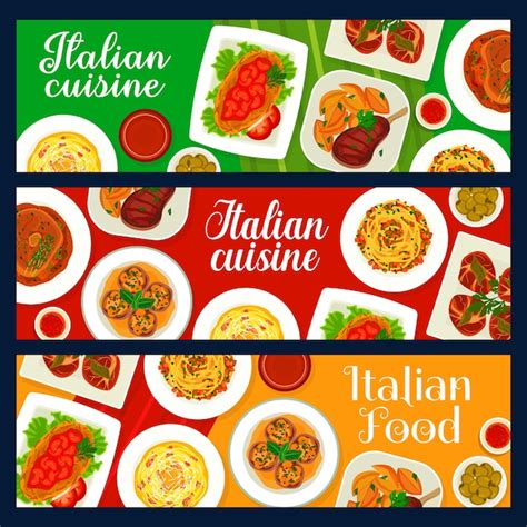 Premium Vector Italian Food Banners Italy Cuisine Dishes Menu