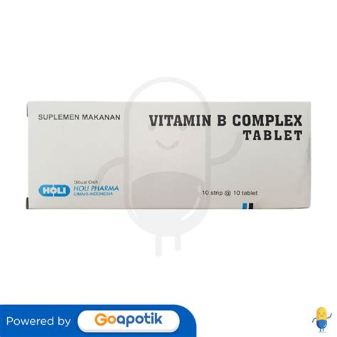 Vitamin B Complex Holi Box 100 Tablet Kegunaan Efek Samping Dosis Dan Aturan Pakai