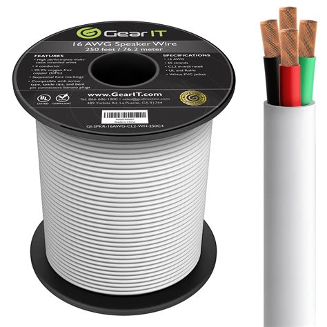 Buy Gearit 164 Speaker Wire 250 Feet 16awg Gauge Fire Safety In