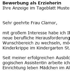 Außerdem erfährst du, wie die. Bewerbung - Erzieher im Kindergarten, gekündigt ...