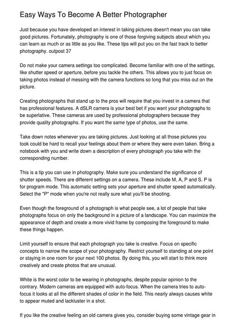 Easy Ways To Become A Better Photographer By Rosario Hatch Issuu