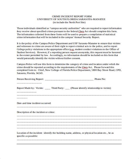 Crime Scene Report Template