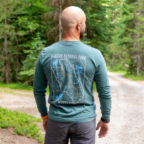 Long Sleeve T Shirt With Map Glacier Conservancy
