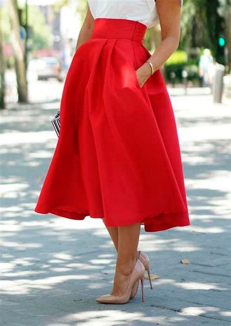 Falda Roja Ropa Faldas Moda