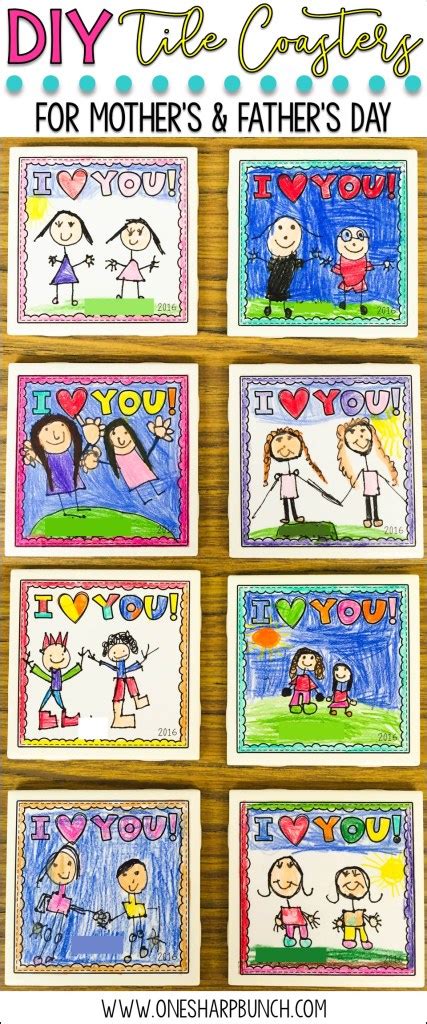 Mothers And Fathers Day Diy Tile Coasters One Sharp Bunch