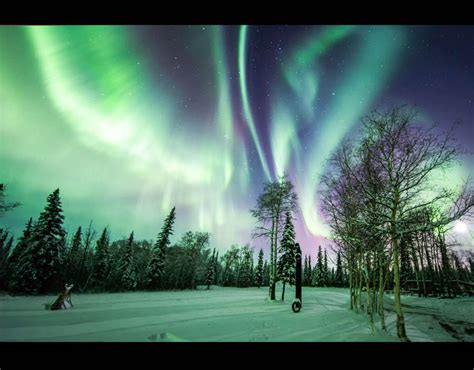 The Northern Lights Illuminate The Night Sky In The North