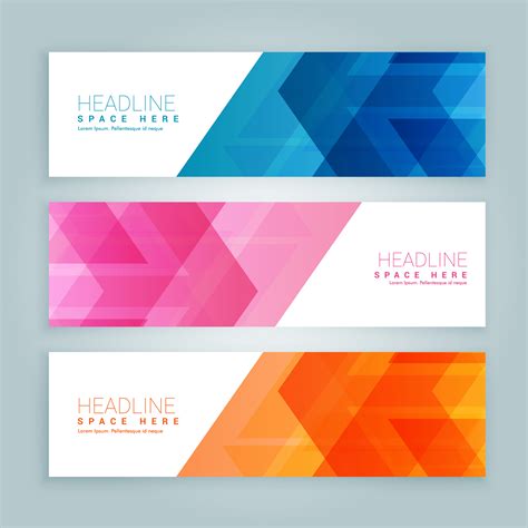 Website Banners In Three Different Colors Download Free Vector Art