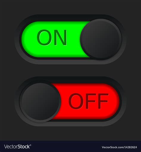 On And Off Toggle Switch Button Red And Green Vector Image