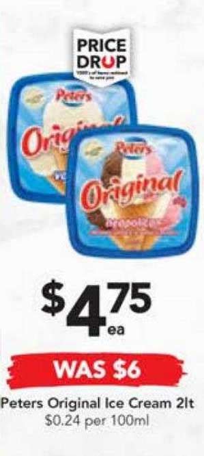 Peters Original Ice Cream 2lt Offer At Drakes Au
