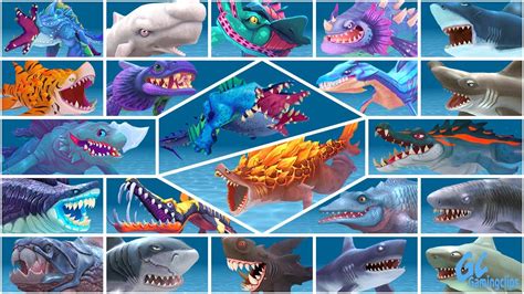 All Evolved And Regular Sharks In Hungry Shark Evolution Youtube