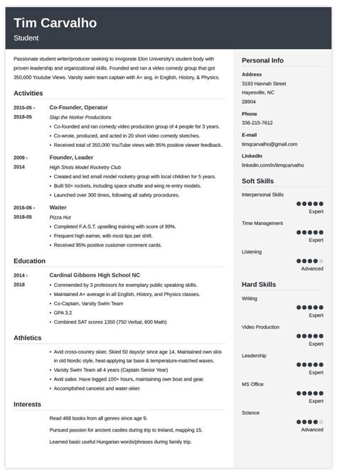 See the best student resume samples and use them today! College Resume Template for High School Students (2021)