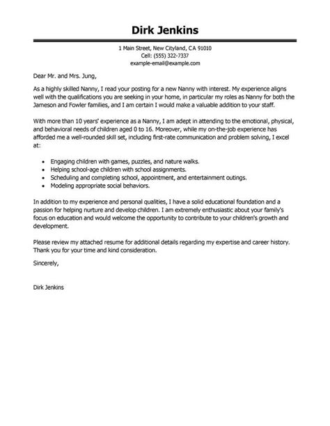 Amazing Nanny Cover Letter Examples And Templates From Trust Writing Service