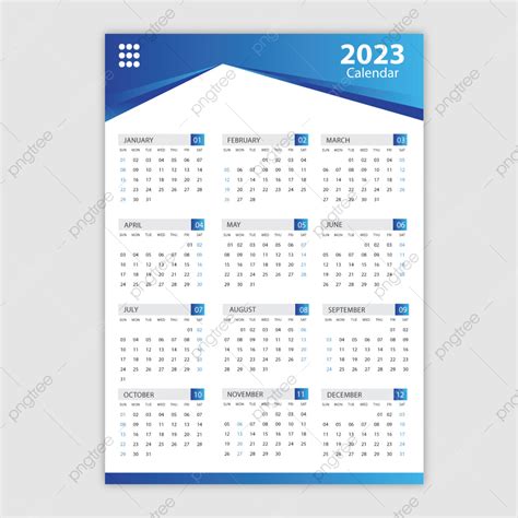 Blue Calendar Year 2023 Template Template Download On Pngtree