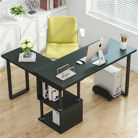 Modern L Shaped Desk Free Rotating Corner Computer Desk Writing Desk