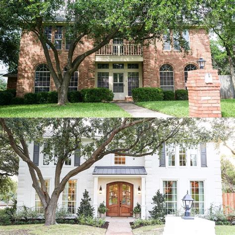 Simple renovation ideas to transform a charmless brick home. "How did y'all like the Whyte house reveal?! @rachel_whyte ...