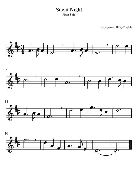 This Is A Simple Arrangement Of Silent Night For Flute In