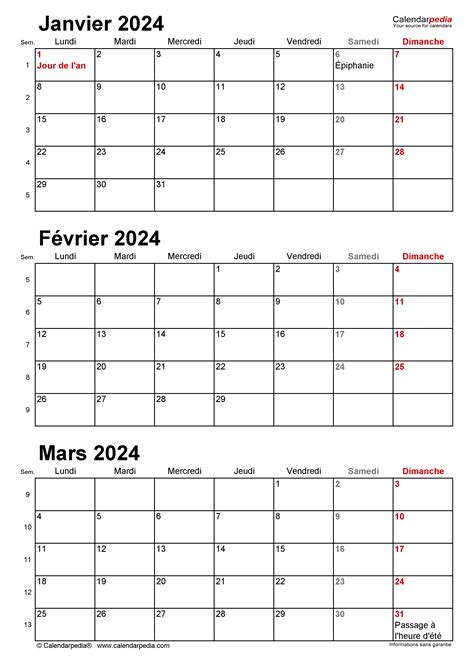 Calendrier Trimestriel 2024 Excel Word Et Pdf