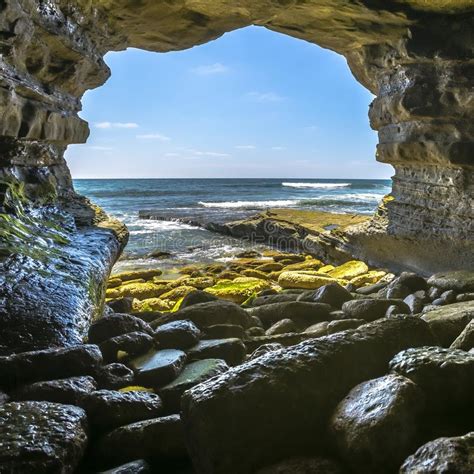 The Beautiful Rock Cave At The Sea In La Jolla California At An Stock