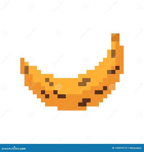 Banana Pixel Art 8 Bit Video Game Fruit Icon Vector Illustration