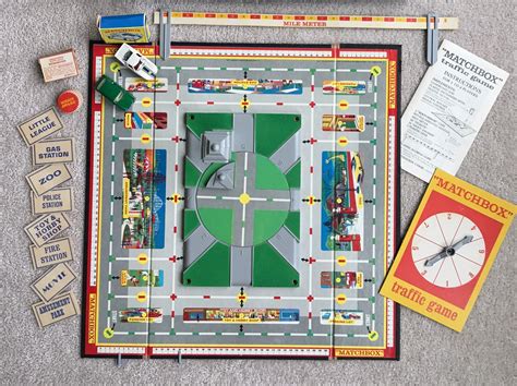 Vintage Board Game Matchbox Traffic Game With 1968 Matchbox Cars As