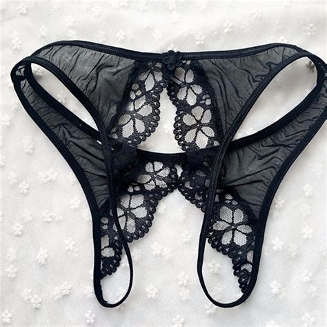 Lace Lingerie Sexy Women Crotchless Pearl Sexy Panties Tangas Womens Thongs And G Strings