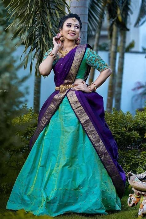 beautiful blue and sky blue colour designer lehenga choli for party ware half saree designs