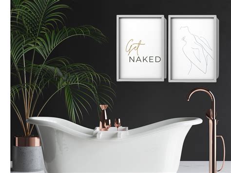 Set Of 2 Of Get Naked Bathroom Wall Art Prints Etsy