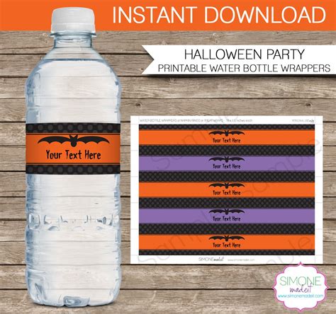 Halloween Water Bottle Labels Or Wrappers Instant Download And Etsy